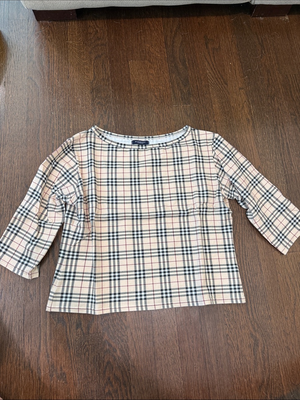 Burberry Beige Plaid Long Sleeve Kids Top